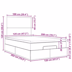 vidaXL Ottoman Bed Frame with Mattresses Bed Base Mattress Foundation Velvet - black, 120 x 200 cm