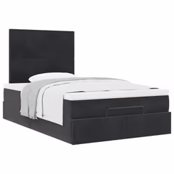 vidaXL Ottoman Bed Frame with Mattresses Bed Base Mattress Foundation Velvet - black, 120 x 200 cm - Additional view 4