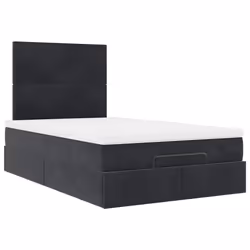 vidaXL Ottoman Bed Frame with Mattresses Bed Base Mattress Foundation Velvet - black, 120 x 200 cm - Additional view 5