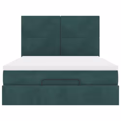 vidaXL Ottoman Bed Frame with Mattresses Bed Base Mattress Foundation Velvet - dark green, 140 x 190 cm - Additional view 6