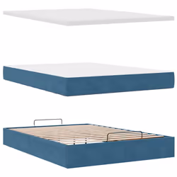 vidaXL Ottoman Bed Frame with Mattresses Bed Base Mattress Foundation Velvet - dark blue, 140 x 190 cm - Additional view 10