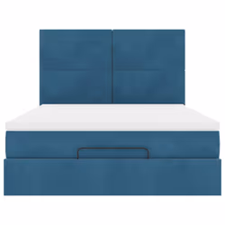 vidaXL Ottoman Bed Frame with Mattresses Bed Base Mattress Foundation Velvet - dark blue, 140 x 190 cm - Additional view 6