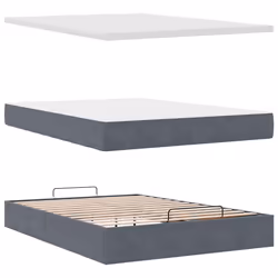 vidaXL Ottoman Bed Frame with Mattresses Bed Base Mattress Foundation Velvet - dark grey, 140 x 200 cm - Additional view 10