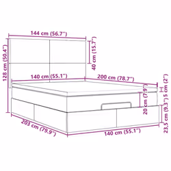 vidaXL Ottoman Bed Frame with Mattresses Bed Base Mattress Foundation Velvet - dark grey, 140 x 200 cm
