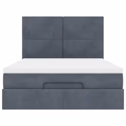 vidaXL Ottoman Bed Frame with Mattresses Bed Base Mattress Foundation Velvet - dark grey, 140 x 200 cm - Additional view 6