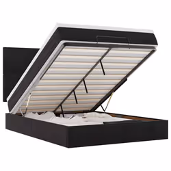 vidaXL Ottoman Bed Frame with Mattresses Bed Base Mattress Foundation Velvet - black, 140 x 200 cm