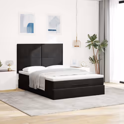 vidaXL Ottoman Bed Frame with Mattresses Bed Base Mattress Foundation Velvet - black, 140 x 200 cm