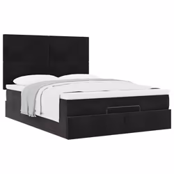 vidaXL Ottoman Bed Frame with Mattresses Bed Base Mattress Foundation Velvet - black, 140 x 200 cm - Additional view 4