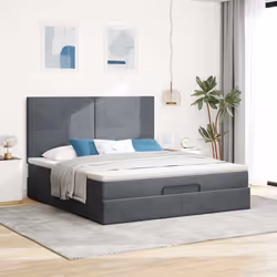 vidaXL Ottoman Bed with Mattress Home Bed Basees Dark Grey 160x200cm Velvet