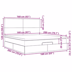 vidaXL Ottoman Bed Frame with Mattresses Bed Base Mattress Foundation Velvet - dark blue, 160 x 200 cm
