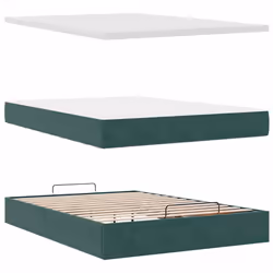 vidaXL Ottoman Bed Frame with Mattresses Bed Base Mattress Foundation Velvet - dark green, 140 x 190 cm - Additional view 10