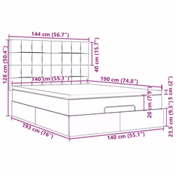 vidaXL Ottoman Bed Frame with Mattresses Bed Base Mattress Foundation Velvet - dark green, 140 x 190 cm