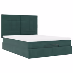 vidaXL Ottoman Bed Frame with Mattresses Bed Base Mattress Foundation Velvet - dark green, 140 x 190 cm - Additional view 5