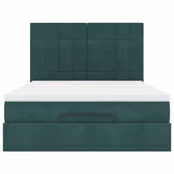 vidaXL Ottoman Bed Frame with Mattresses Bed Base Mattress Foundation Velvet - dark green, 140 x 190 cm - Additional view 6