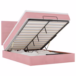 vidaXL Ottoman Bed Frame with Mattresses Bed Base Mattress Foundation Velvet - pink, 140 x 190 cm