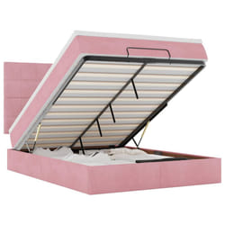 vidaXL Ottoman Bed Frame with Mattresses Bed Base Mattress Foundation Velvet - pink, 140 x 190 cm