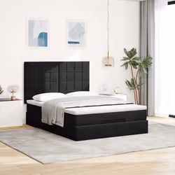 vidaXL Ottoman Bed Frame with Mattresses Bed Base Mattress Foundation Velvet - black, 140 x 200 cm