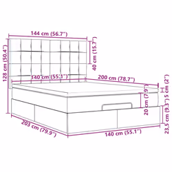 vidaXL Ottoman Bed Frame with Mattresses Bed Base Mattress Foundation Velvet - pink, 140 x 200 cm