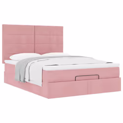 vidaXL Ottoman Bed Frame with Mattresses Bed Base Mattress Foundation Velvet - pink, 140 x 200 cm - Additional view 4