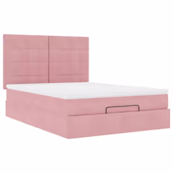 vidaXL Ottoman Bed Frame with Mattresses Bed Base Mattress Foundation Velvet - pink, 140 x 200 cm - Additional view 5