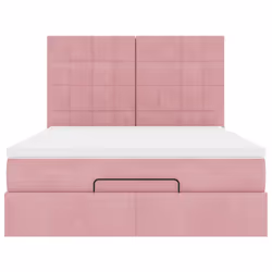 vidaXL Ottoman Bed Frame with Mattresses Bed Base Mattress Foundation Velvet - pink, 140 x 200 cm - Additional view 6