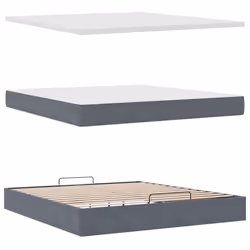 vidaXL Ottoman Bed Frame with Mattresses Bed Base Mattress Foundation Velvet - dark grey, 160 x 200 cm - Additional view 10
