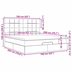 vidaXL Ottoman Bed Frame with Mattresses Bed Base Mattress Foundation Velvet - dark grey, 160 x 200 cm