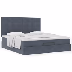 vidaXL Ottoman Bed Frame with Mattresses Bed Base Mattress Foundation Velvet - dark grey, 160 x 200 cm - Additional view 4