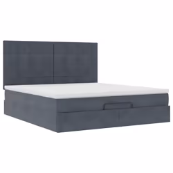 vidaXL Ottoman Bed Frame with Mattresses Bed Base Mattress Foundation Velvet - dark grey, 160 x 200 cm - Additional view 5
