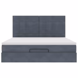 vidaXL Ottoman Bed Frame with Mattresses Bed Base Mattress Foundation Velvet - dark grey, 160 x 200 cm - Additional view 6