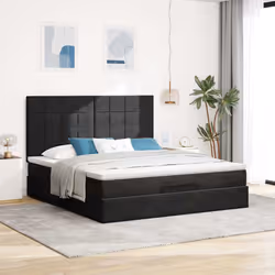 vidaXL Ottoman Bed Frame with Mattresses Bed Base Mattress Foundation Velvet - black, 180 x 200 cm