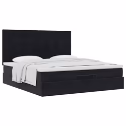 vidaXL Ottoman Bed Frame with Mattresses Bed Base Mattress Foundation Velvet - black, 180 x 200 cm - Additional view 4