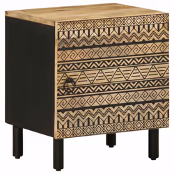 vidaXL Bed Cabinets Nightstand Bed Side Table Black Solid Rough Wood Mango - 1 pcs