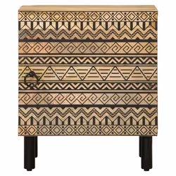 vidaXL Bed Cabinets Nightstand Bed Side Table Black Solid Rough Wood Mango - 1 pcs