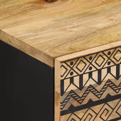 vidaXL Bed Cabinets Nightstand Bed Side Table Black Solid Rough Wood Mango - 1 pcs - Additional view 6