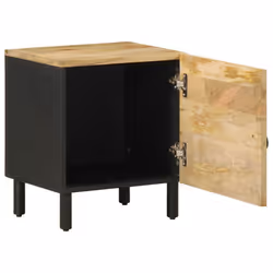 vidaXL Bed Cabinets Nightstand Bed Side Table Black Solid Rough Wood Mango - 2 pcs