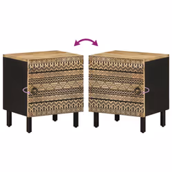 vidaXL Bed Cabinets Nightstand Bed Side Table Black Solid Rough Wood Mango - 2 pcs - Additional view 6