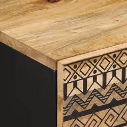 vidaXL Bed Cabinets Nightstand Bed Side Table Black Solid Rough Wood Mango - 2 pcs - Additional view 7