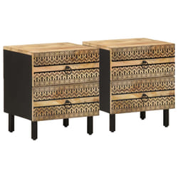vidaXL Bed Cabinets Nightstand Bed Table Solid Rough Wood - 2 pcs