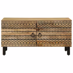 vidaXL Coffee Table End Table Accent Side Table Black Solid Rough Wood Mango