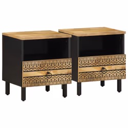 vidaXL Bed Cabinet Nightstand Bed Side Table Solid - 2 pcs