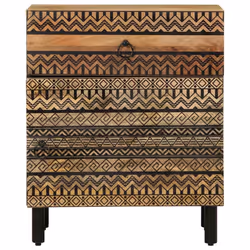 vidaXL Bed Cabinet Nightstand Bed Side Table Black Solid Rough Wood Mango