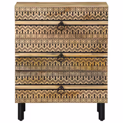 vidaXL Bed Cabinet Nightstand Bed Side Table Black Solid Rough Wood Mango