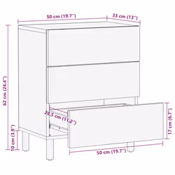 vidaXL Bed Cabinet Nightstand Bed Side Table Black Solid Rough Wood Mango