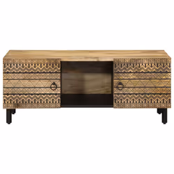 vidaXL Coffee Table End Table Accent Side Table Black Solid Rough Wood Mango