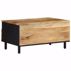 vidaXL Coffee Table End Table Accent Side Table Black Solid Rough Wood Mango - Additional view 4