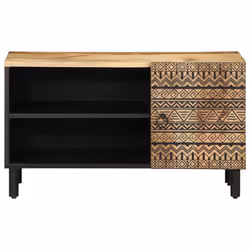 vidaXL TV Cabinet TV Stand TV Unit Media Cabinet Black Solid Rough Wood Mango