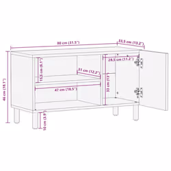 vidaXL TV Cabinet TV Stand TV Unit Media Cabinet Black Solid Rough Wood Mango