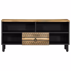 vidaXL TV Cabinet TV Stand TV Unit Media Cabinet Black Solid Rough Wood Mango