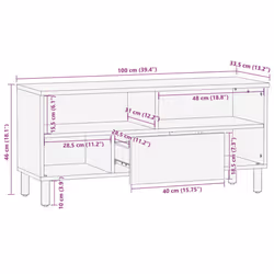 vidaXL TV Cabinet TV Stand TV Unit Media Cabinet Black Solid Rough Wood Mango